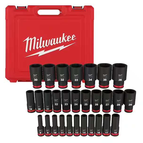 Milwaukee SHOCKWAVE 1/2 in. Drive Metric 6 Point Impact Socket Set (29-Piece)