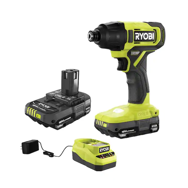 RYOBI ONE+ 18V Cordless 1/4 in. Impact Driver Kit with (2) 1.5 Ah Batteries and Charger