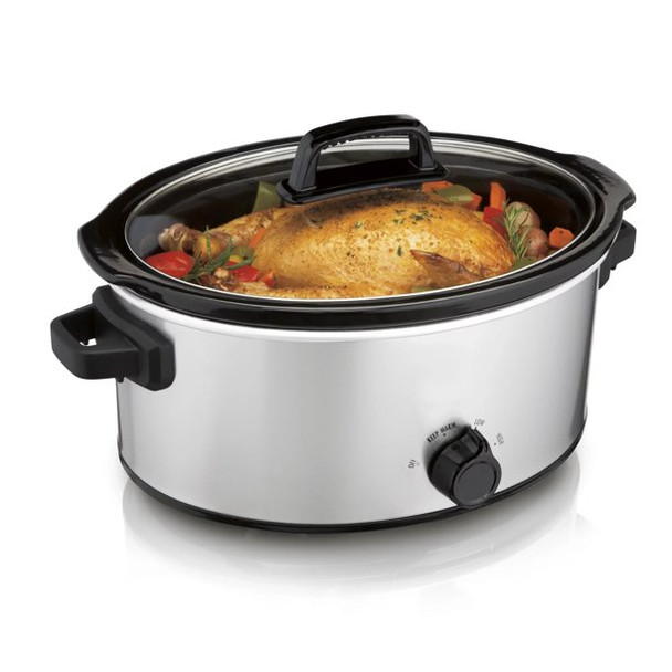 Beach Slow Cooker, Large Capacity, Serves 7+, 6 Quarts, Silver, 33665