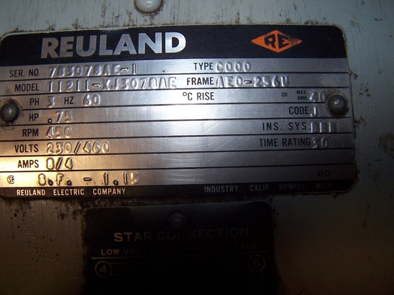 NEW REULAND MULTIDRIVE AC ELECTRIC BRAKE MOTOR 3/4 & 3 HP 1800/450 RPM