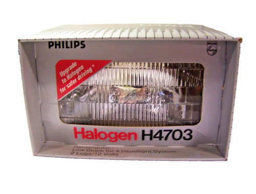 NEW PHILIPS H4703 HALOGEN RECTANGULAR LOW BEAM FOR 4 HEADLIGHT SYSTEM