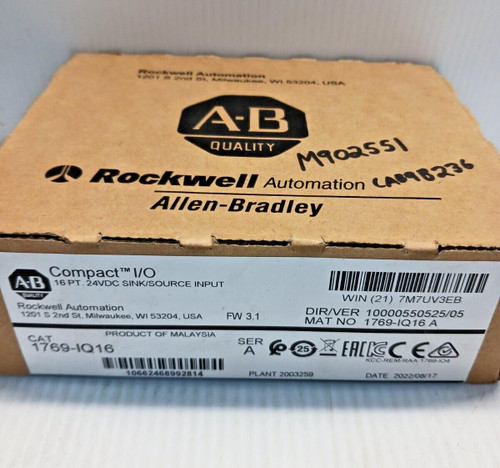 NEW FACTORY SEALED ALLEN BRADLEY 1769-IQ16 SERIES A SINK SOURCE INPUT MODULE
