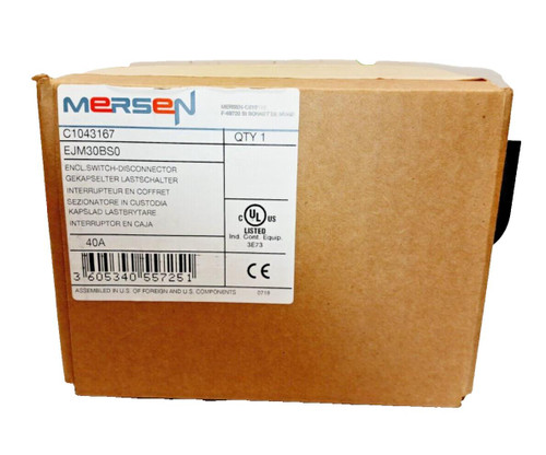 New Mersen 40 Amp Enclosed Switch-Disconnector  EJM30BS0 *Factory Sealed*