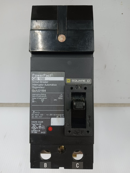 Square D PowerPact 150 Amp I-Line Circuit Breaker 2 Pole 240 VAC 10kA QBA221504 Square D PowerPact 150 Amp I-Line Circuit Breaker 2 Pole 240 VAC 10kA QBA221504