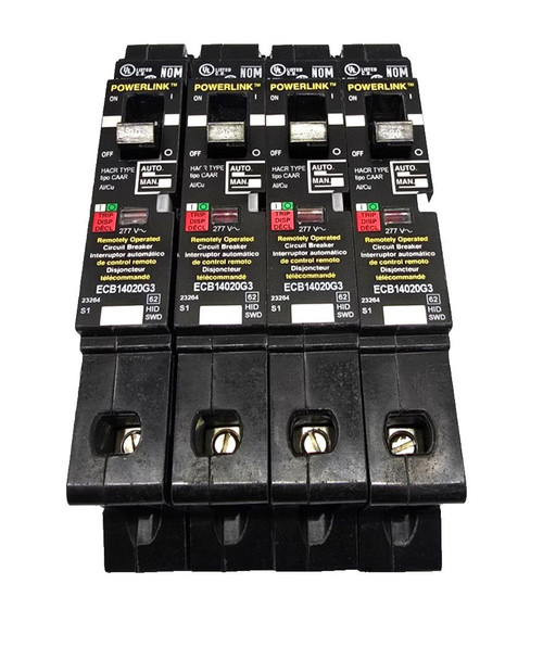 Lot of 4 New Square D 20 Amp Powerlink Bolt-On Circuit Breakers 277 V ECB14020G3 Lot of 4 New Square D 20 Amp Powerlink Bolt-On Circuit Breakers 277 V ECB14020G3