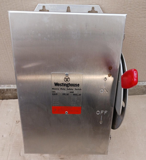 New Westinghouse WHUN361 Stainless Safety Switch 30 Amp 3 Pole 600 Vac Nema 4X New Westinghouse WHUN361 Stainless Safety Switch 30 Amp 3 Pole 600 Vac Nema 4X