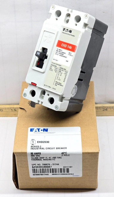 New Eaton 30 Amp Industrial Circuit Breaker 480 VAC 2 Pole 18 kA EHD2030 New Eaton 30 Amp Industrial Circuit Breaker 480 VAC 2 Pole 18 kA EHD2030