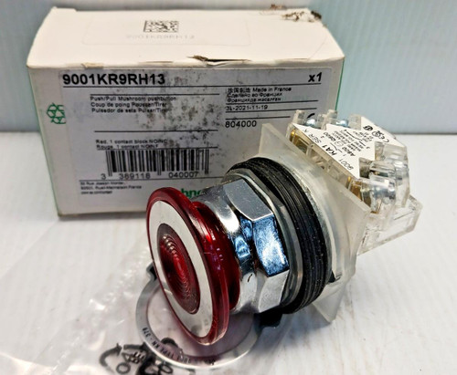 New Schneider 9001KR9RH13 Push/Pull E-stop Mushroom Head Pushbutton New Schneider 9001KR9RH13 Push/Pull E-stop Mushroom Head Pushbutton
