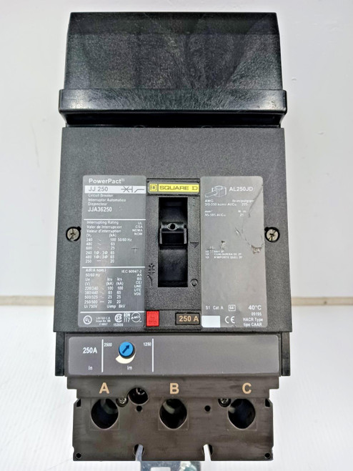 Square D PowerPact 250 Amp I-Line Circuit Breaker 3 Pole 600 VAC 65kA JJA36250 Square D PowerPact 250 Amp I-Line Circuit Breaker 3 Pole 600 VAC 65kA JJA36250