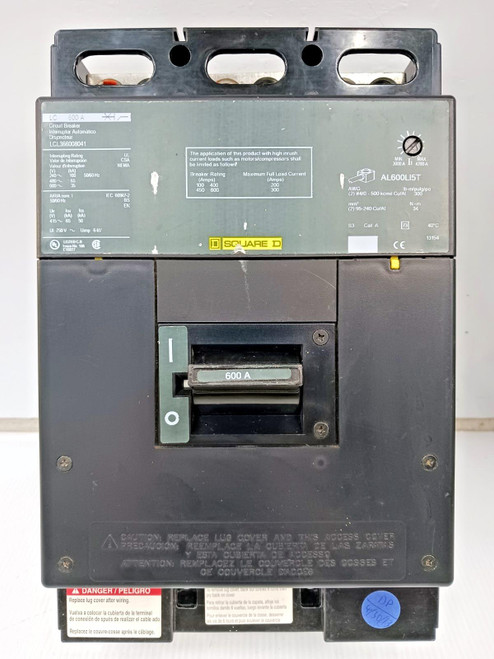 Square D 600 Amp Circuit Breaker 3 Pole 600 VAC 65kA LCL366008041 *Green Label* Square D 600 Amp Circuit Breaker 3 Pole 600 VAC 65kA LCL366008041 *Green Label*