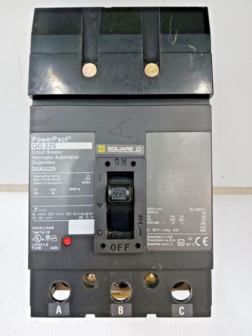 Square D PowerPact 225 Amp I-Line Circuit Breaker 3 Pole 240 VAC 65kA QGA32225 Square D PowerPact 225 Amp I-Line Circuit Breaker 3 Pole 240 VAC 65kA QGA32225