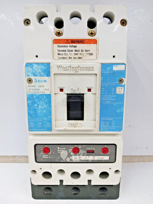 Westinghouse 400 Amp Circuit Breaker 3 Pole 240 VAC 65kA DK3400W W/ 400 Amp Trip Westinghouse 400 Amp Circuit Breaker 3 Pole 240 VAC 65kA DK3400W W/ 400 Amp Trip