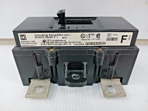 Square D 200 Amp Bolt-On Main Circuit Breaker 2 Pole 120/240 VAC 22kA QOM2200VH Square D 200 Amp Bolt-On Main Circuit Breaker 2 Pole 120/240 VAC 22kA QOM2200VH