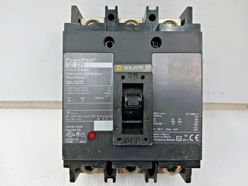 Square D PowerPact 225 Amp Bolt-On Circuit Breaker 3 Pole 240 VAC 25kA QDL32225
