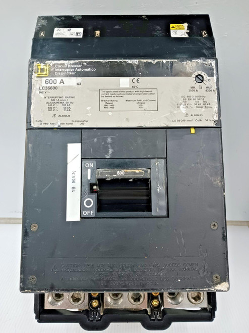 Square D 600 Amp I-Line Circuit Breaker 3 Pole 600 VAC 65kA LC36600 (Flaw) Square D 600 Amp I-Line Circuit Breaker 3 Pole 600 VAC 65kA LC36600 (Flaw)