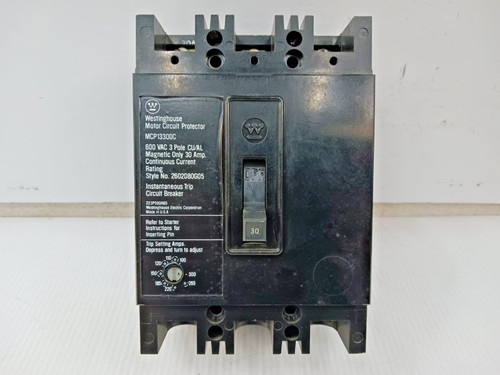 Westinghouse 30 Amp Motor Circuit Protector 3 Pole 600 VAC MCP13300C Westinghouse 30 Amp Motor Circuit Protector 3 Pole 600 VAC MCP13300C