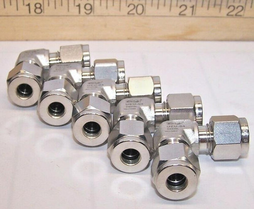 5) New Korlok Stainless Steel 90° 1/4" Elbow Tube Fitting  U2500-04-04-SS