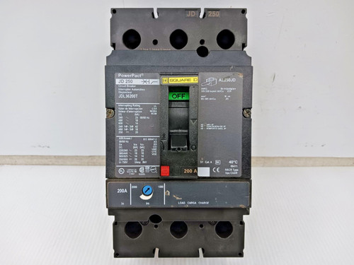 New Square D PowerPact 200 Amp Circuit Breaker 3P 600 VAC / 250 VDC JDL36200T New Square D PowerPact 200 Amp Circuit Breaker 3P 600 VAC / 250 VDC JDL36200T