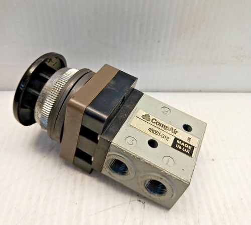 NEW Parker Compair 4N301-312 Push Button 3 Way Valve 1/8" Ports