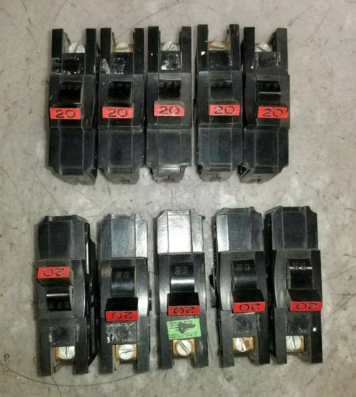 10) FPE Stab-Lok 20 Amp Circuit Breakers 120/240 VAC 1 Pole NA120  Lot Of 10