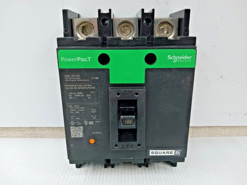 Square D PowerPact 100 Amp Circuit Breaker 3 Pole 240 VAC 10kA QBL32100 Square D PowerPact 100 Amp Circuit Breaker 3 Pole 240 VAC 10kA QBL32100