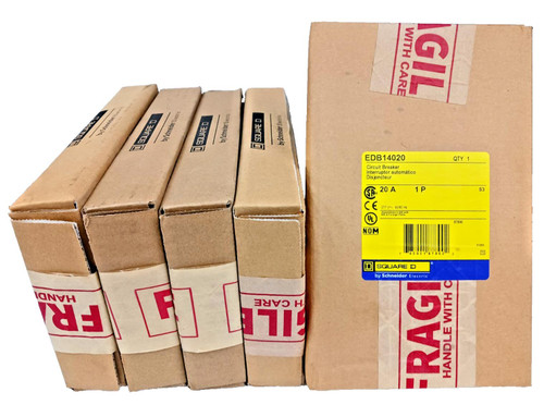 5) New Square D 20 Amp Bolt-On Circuit Breaker 1 Pole 277 VAC EDB14020  LOT OF 5 5) New Square D 20 Amp Bolt-On Circuit Breaker 1 Pole 277 VAC EDB14020  LOT OF 5