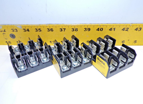3) Bussmann 3 Pole Fuse Block 30 Amp 600 VAC  BM6033PQ  LOT OF 3