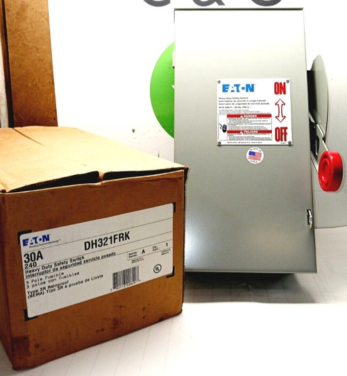 New Eaton 30 Amp Fusible Safety Disconnect Switch 3 Pole 240 VAC 3R  DH321FRK New Eaton 30 Amp Fusible Safety Disconnect Switch 3 Pole 240 VAC 3R  DH321FRK