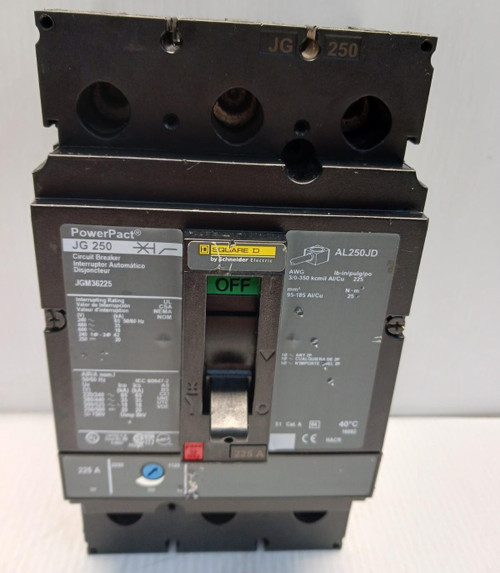 Square D 225 Amp Circuit Breaker 3 Pole 600 Vac 250 Vdc  JGM36225  #1