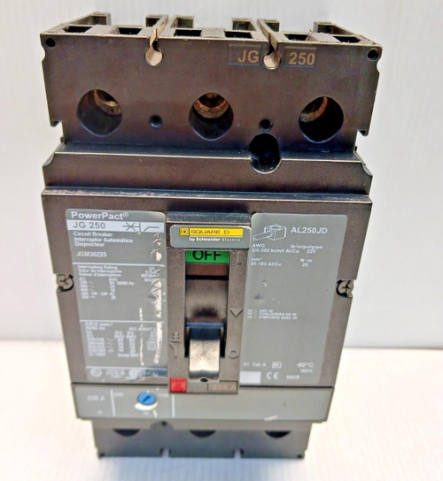 Square D 225 Amp Circuit Breaker 3 Pole 600 Vac 250 Vdc JGM36225 Square D 225 Amp Circuit Breaker 3 Pole 600 Vac 250 Vdc JGM36225