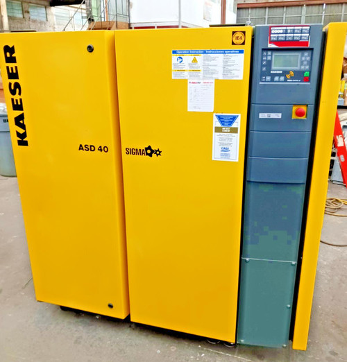 Kaeser 40 Hp Screw Compressor ASD-40 208/230/460 Vac 191 Cfm 125 Psig year 2018 Kaeser 40 Hp Screw Compressor ASD-40 208/230/460 Vac 191 Cfm 125 Psig year 2018