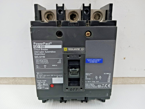 Square D PowerPact 150 Amp Circuit Breaker 3 Pole 240 VAC 25kA QDL32150 Square D PowerPact 150 Amp Circuit Breaker 3 Pole 240 VAC 25kA QDL32150