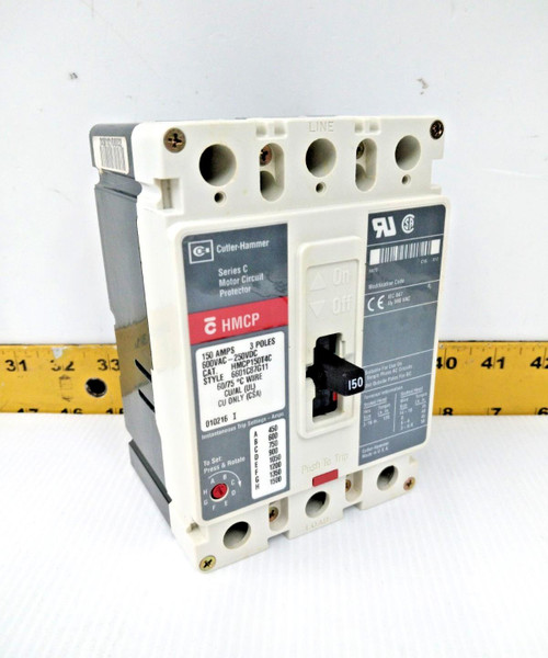 Cutler-Hammer 150 Amp Motor Circuit Protector 600 VAC 3 Pole HMCP150T4C Cutler-Hammer 150 Amp Motor Circuit Protector 600 VAC 3 Pole HMCP150T4C