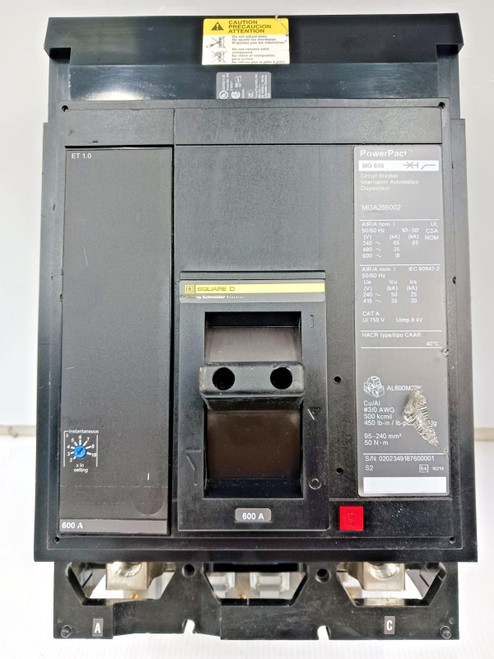 Square D PowerPact 600 Amp I-Line Circuit Breaker 2 Pole 600 VAC 35kA MGA266002 Square D PowerPact 600 Amp I-Line Circuit Breaker 2 Pole 600 VAC 35kA MGA266002