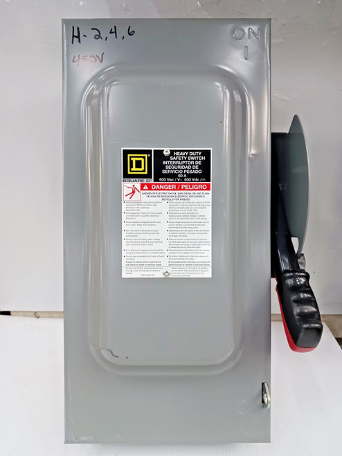 Square D 60 Amp Non-Fusible Heavy Duty Safety Switch 3 Pole 600 VAC/VDC HU362 Square D 60 Amp Non-Fusible Heavy Duty Safety Switch 3 Pole 600 VAC/VDC HU362