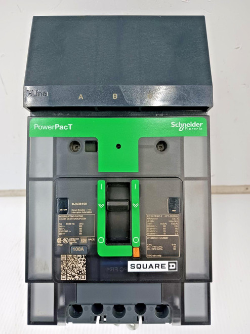 NTO Square D PowerPact 100 Amp I-Line Circuit Breaker 3P 600Y/347 VAC BJA36100 NTO Square D PowerPact 100 Amp I-Line Circuit Breaker 3P 600Y/347 VAC BJA36100