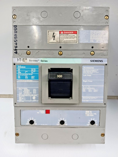 Siemens / ITE Sentron 300 Amp Circuit Breaker 600 VAC 3 Pole  JXD63B300 Siemens / ITE Sentron 300 Amp Circuit Breaker 600 VAC 3 Pole  JXD63B300