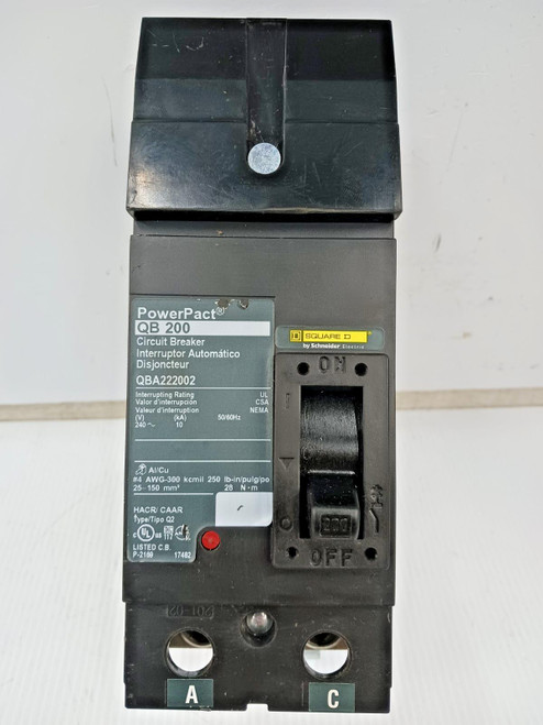 Square D PowerPact 200 Amp I-Line Circuit Breaker 2 Pole 240 VAC 10kA QBA222002 Square D PowerPact 200 Amp I-Line Circuit Breaker 2 Pole 240 VAC 10kA QBA222002
