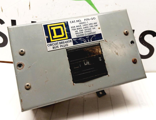 Square D PIN-QO 60 Amp Circuit Breaker Bus Plug 240 VAC 3Ø 4 Wire W/ 20A QO320
