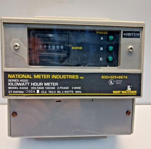 National Meter Industries K4234 Kilowatt Hour Meter KW/HR Series 4000