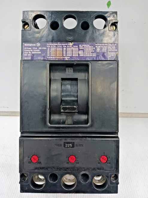 Westinghouse 400 Amp Circuit Breaker 3 Pole 600 VAC LB3400F W/ 225 Amp Trip