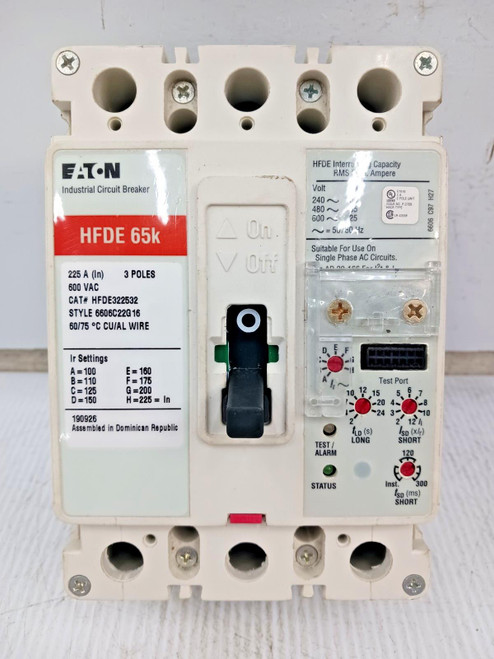 Eaton 225 Amp LSI Industrial Circuit Breaker 3 Pole 600 VAC 65kA HFDE322532