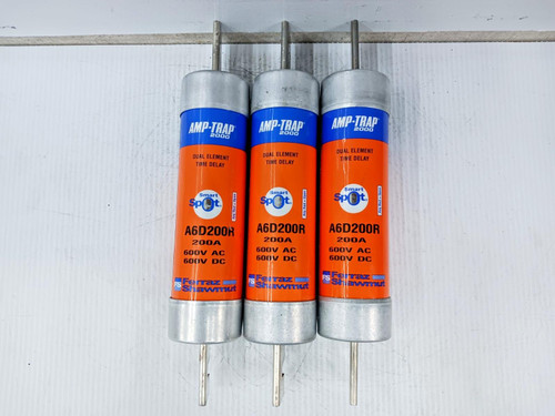 Lot Of 3) Ferraz Shawmut Smart Spot 200 Amp Time-Delay  RK1 Fuse 600V A6D200R