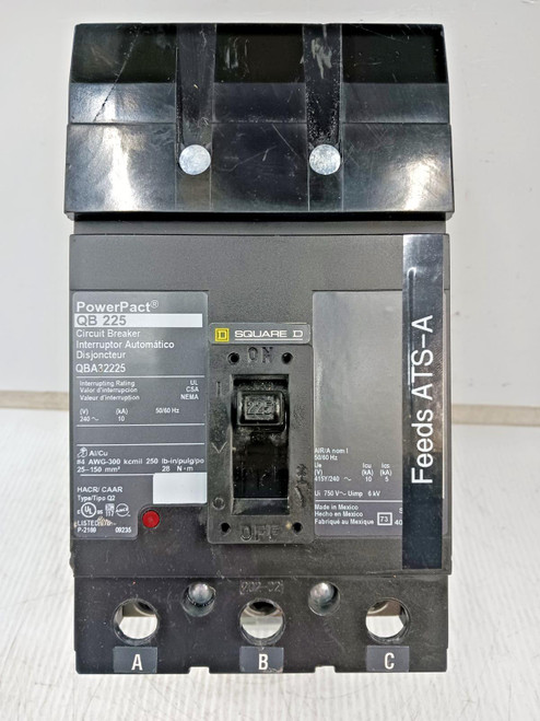 Square D PowerPact 225 Amp I-Line Circuit Breaker 3 Pole 240 VAC 10kA QBA32225