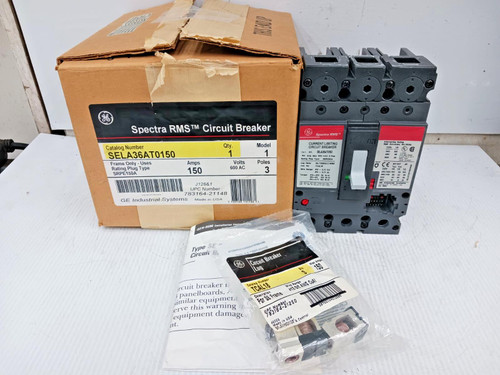 New GE Spectra RMS 150 Amp Circuit Breaker 3 Pole 600 VAC 65kA SELA36AT0150