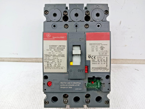 NTO GE 60 Amp Circuit Breaker 2 Pole 480 VAC 65kA SELA24AT0060 W/O Trip Plug