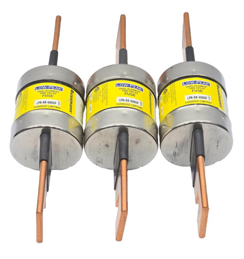 (3) Cooper Bussmann 600 Amp Low-Peak Dual-Element Time-Delay Fuses LPN-RK-600SP
