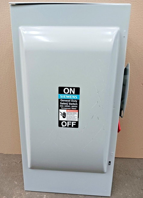 New Siemens 200 Amp Non-Fused Safety Disconnect Switch 3 Pole 240 VAC 3R GNF324R