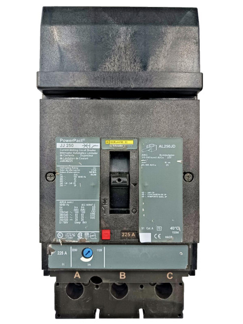 Square D PowerPacT 225 Amp I-Line Circuit Breaker 3 Pole 600 VAC  JJA36225