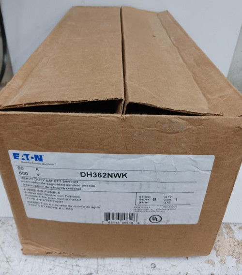 New Eaton 60 Amp Fusible Safety Switch DH362NWK 3P 4w Vac Nema 4X Stainless